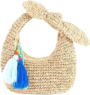 Straw Clutch Purse with Bow Top Handle Bag Summer Straw Handbag Beach Woven Evening Bag for Parties Wedding Travel