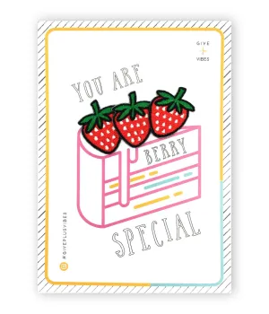 strawberry iron-on patch postcard