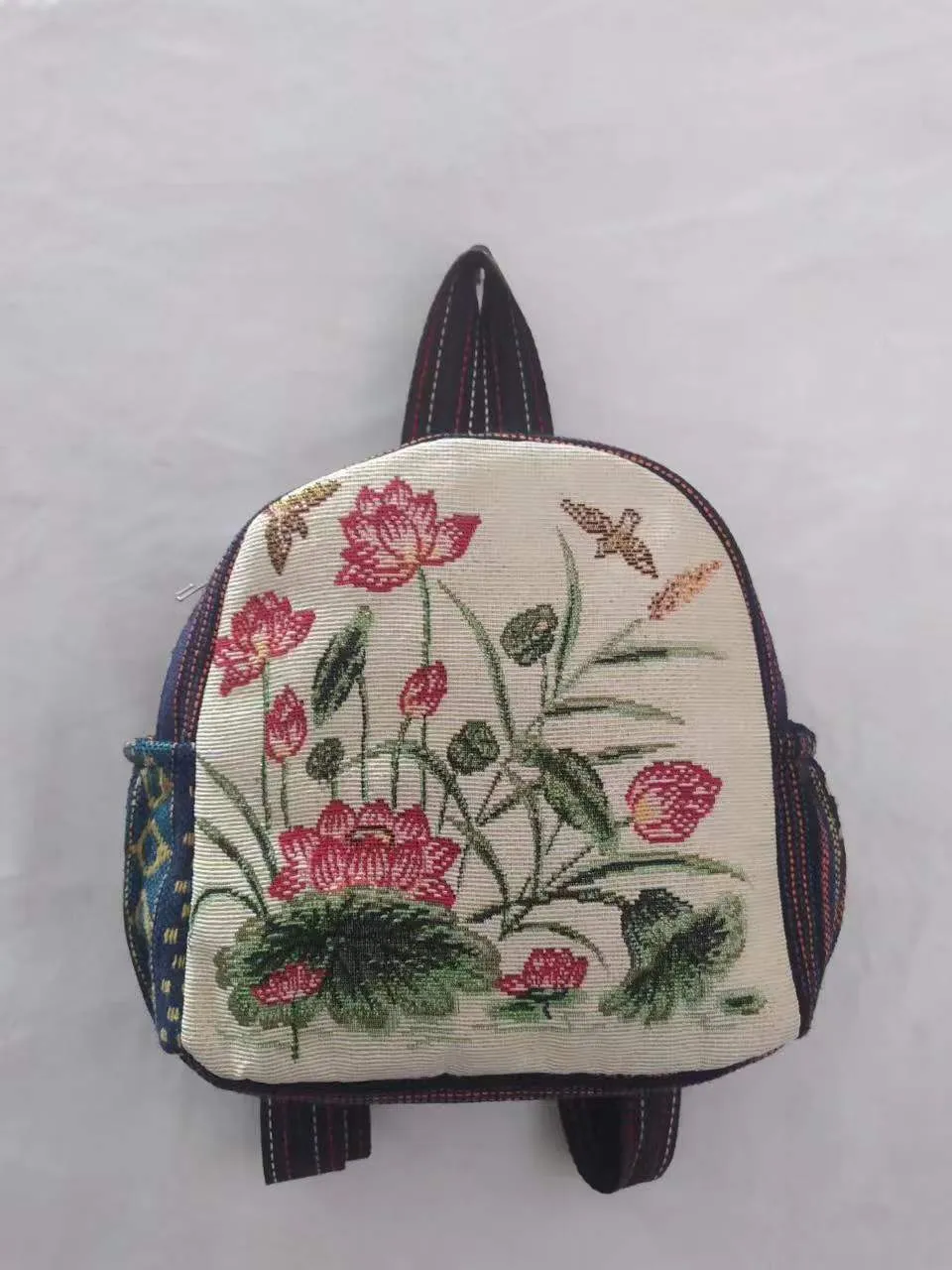 Style Gold Silk Embroidered Elephant National Backpacks