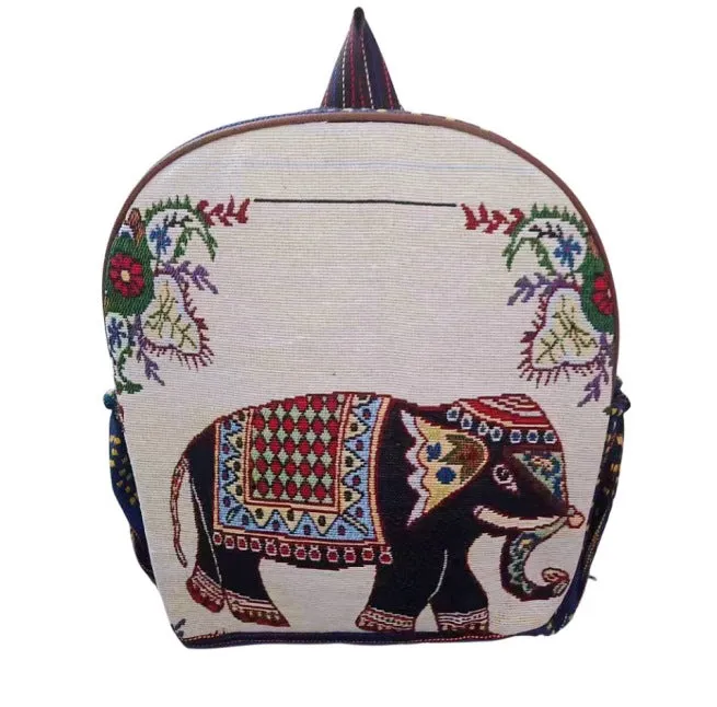 Style Gold Silk Embroidered Elephant National Backpacks