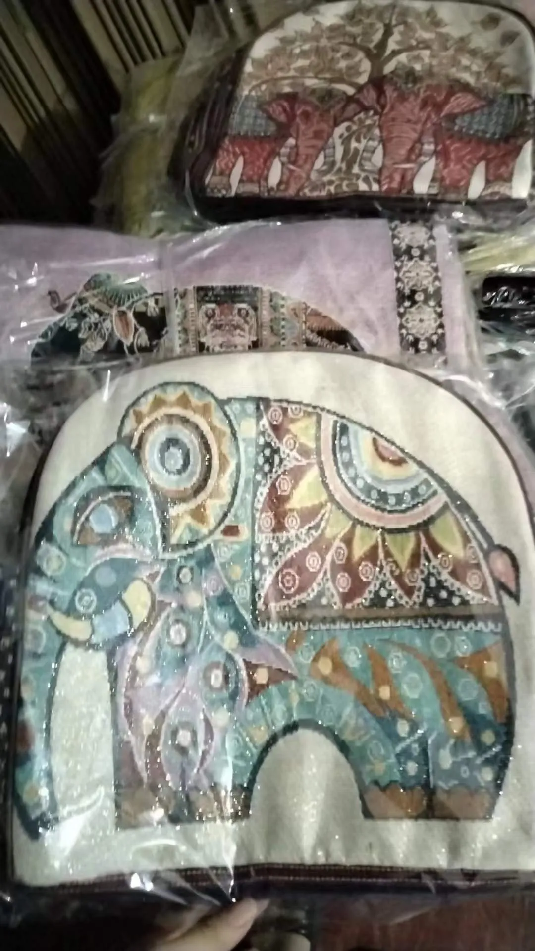 Style Gold Silk Embroidered Elephant National Backpacks