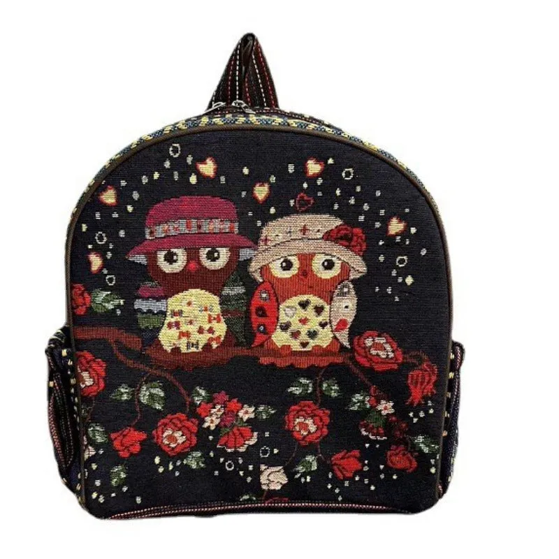 Style Gold Silk Embroidered Elephant National Backpacks