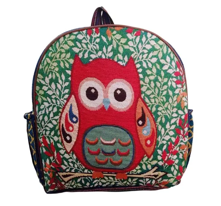 Style Gold Silk Embroidered Elephant National Backpacks