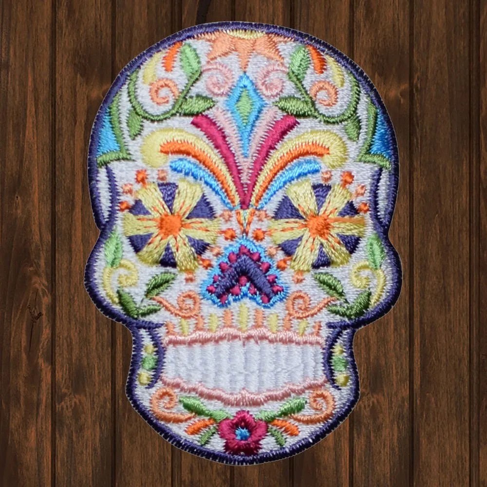 Sugar Skull Embroidered Patch — Iron On