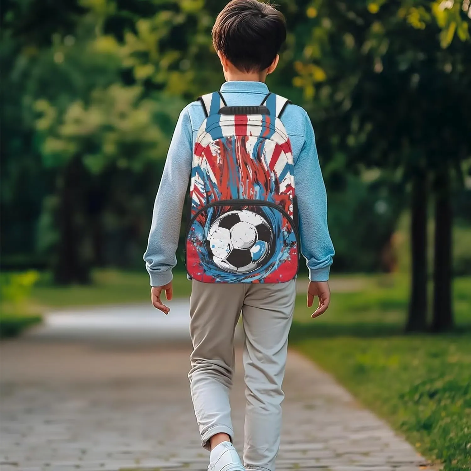 Suobstales Soccer Fire Paint Splatter Print Kids School Backpack for Boys Gilrs Kindergarten Primary School Backpacks Teens Bookbag Casual Travel Daypack Junior School Student Bag