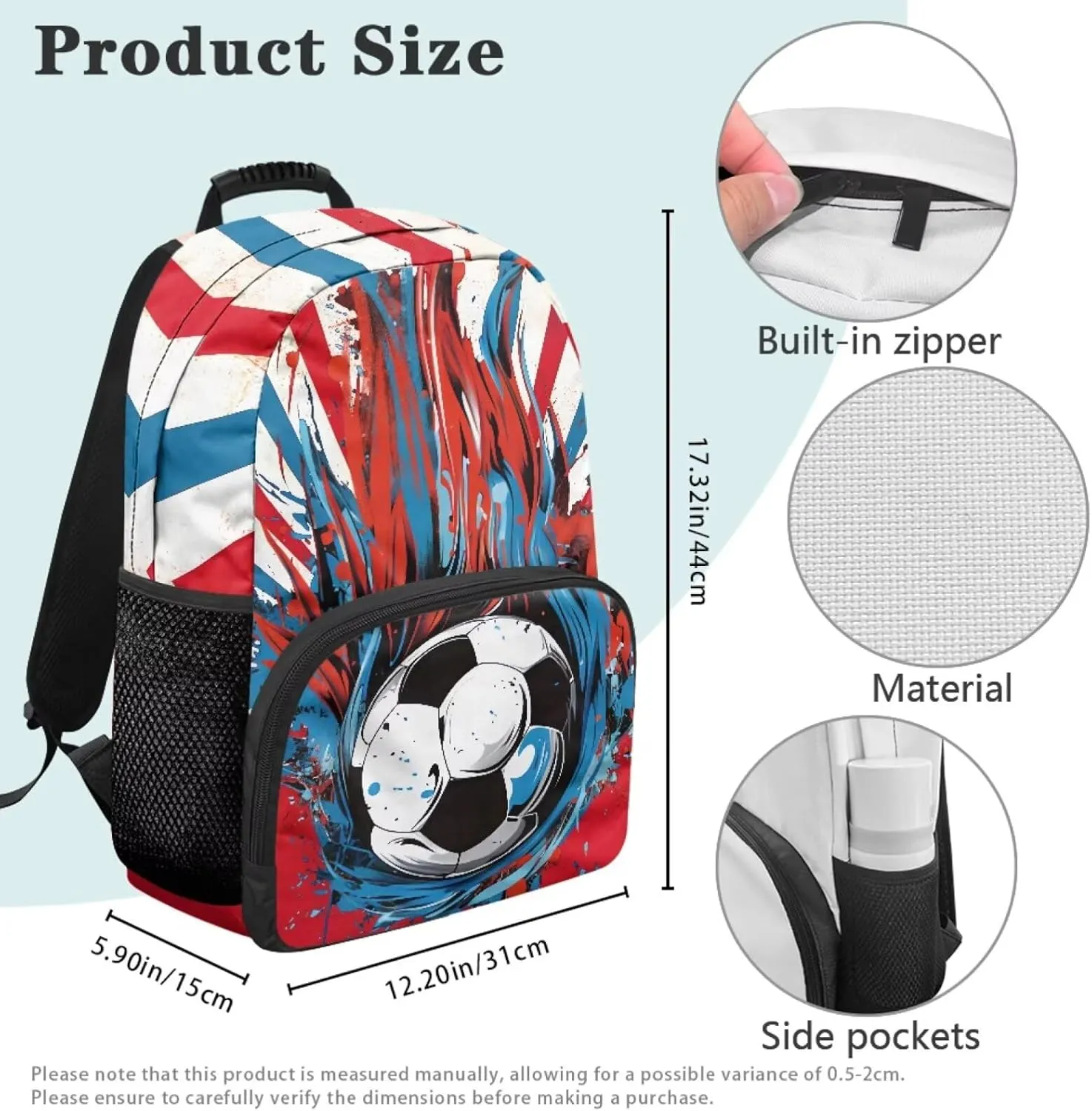 Suobstales Soccer Fire Paint Splatter Print Kids School Backpack for Boys Gilrs Kindergarten Primary School Backpacks Teens Bookbag Casual Travel Daypack Junior School Student Bag