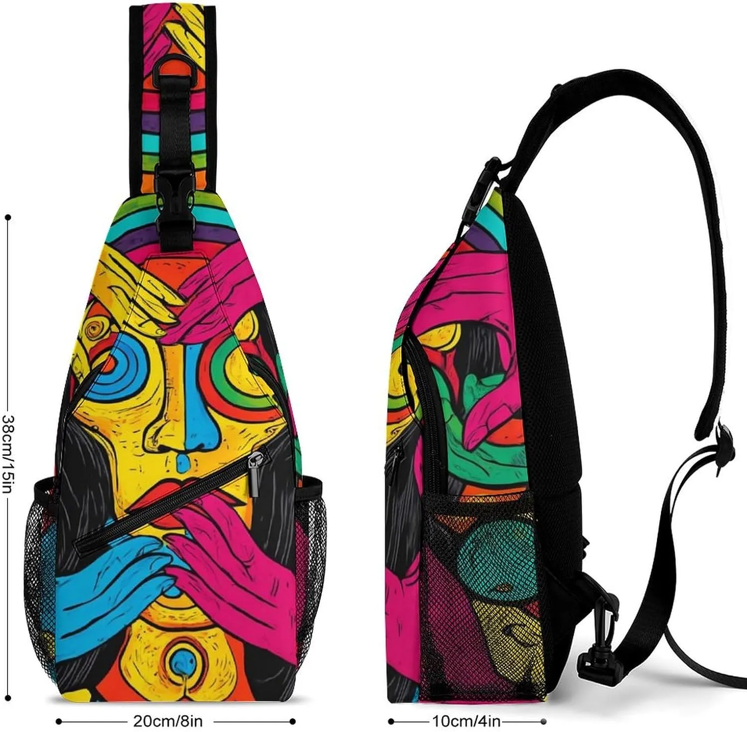 Supdreamc Fashion Sling Shoulder Backpack, Bag, Abstract Graffiti Paint Chest Sling Shoulder Backpacks Bags, Gym Bags Sack Daypack Outdoor Backpack for Men Women