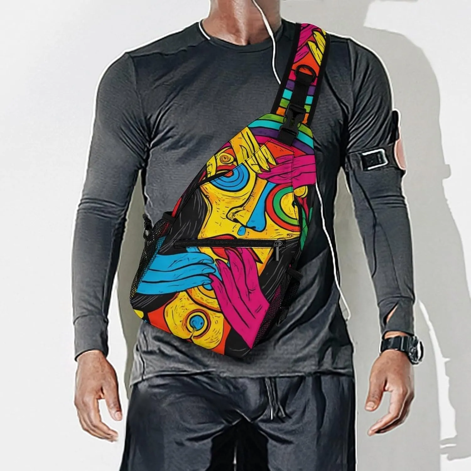 Supdreamc Fashion Sling Shoulder Backpack, Bag, Abstract Graffiti Paint Chest Sling Shoulder Backpacks Bags, Gym Bags Sack Daypack Outdoor Backpack for Men Women