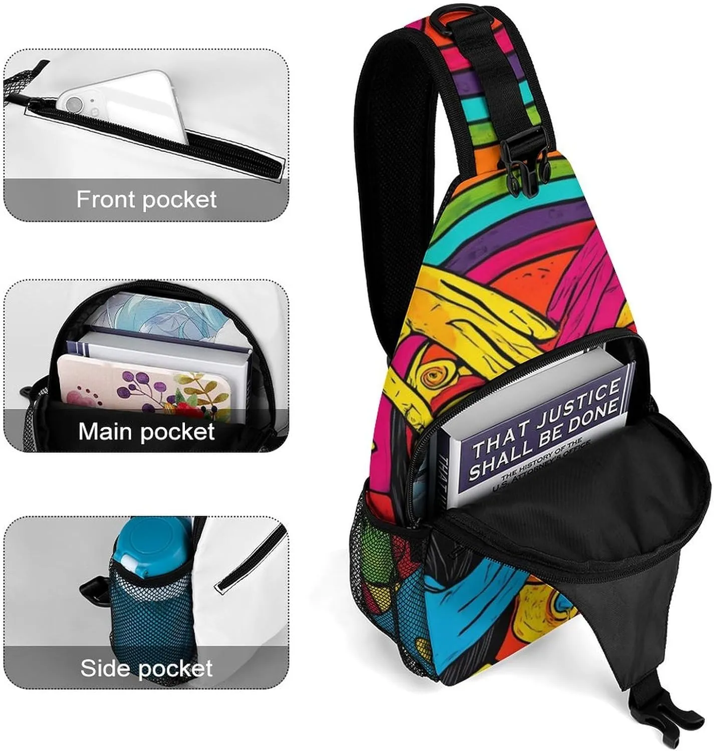 Supdreamc Fashion Sling Shoulder Backpack, Bag, Abstract Graffiti Paint Chest Sling Shoulder Backpacks Bags, Gym Bags Sack Daypack Outdoor Backpack for Men Women
