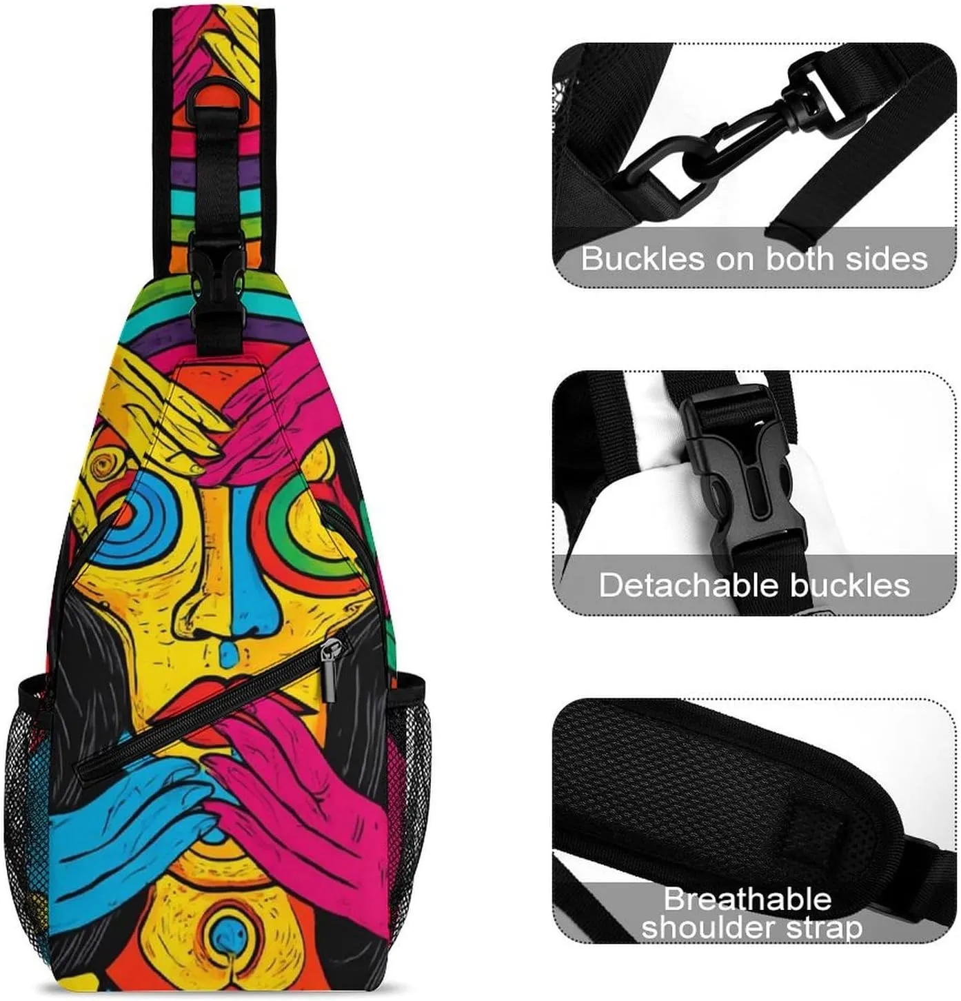Supdreamc Fashion Sling Shoulder Backpack, Bag, Abstract Graffiti Paint Chest Sling Shoulder Backpacks Bags, Gym Bags Sack Daypack Outdoor Backpack for Men Women