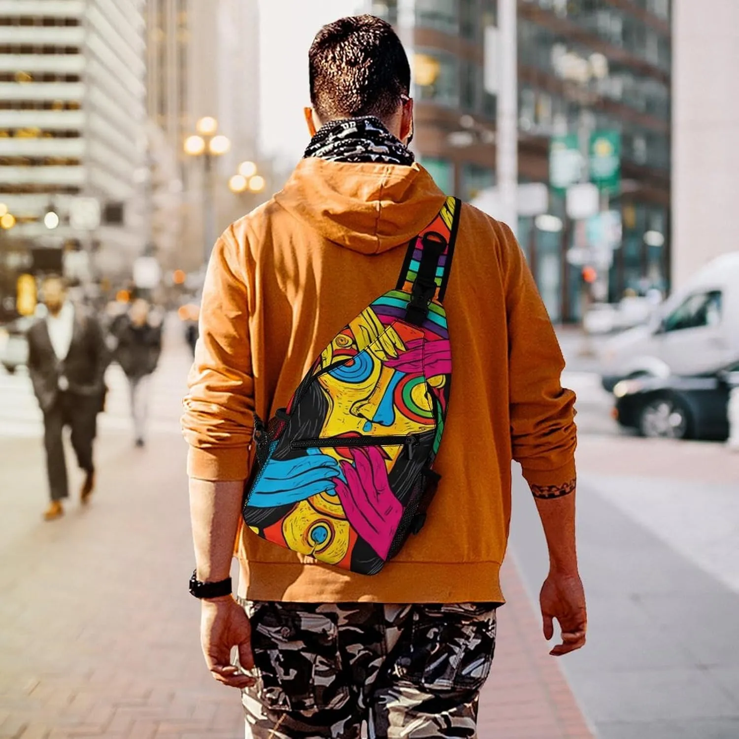 Supdreamc Fashion Sling Shoulder Backpack, Bag, Abstract Graffiti Paint Chest Sling Shoulder Backpacks Bags, Gym Bags Sack Daypack Outdoor Backpack for Men Women