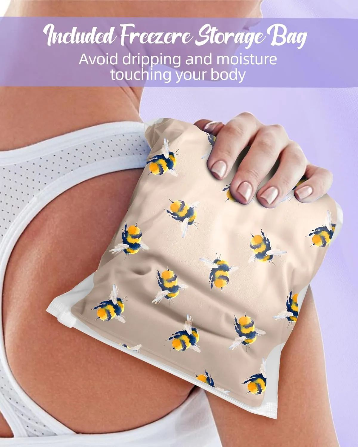 Swooflia Microwave Heating Pad for Warm Cold Compress - Lavender Flaxseeds Bags Hot Pack for Heat Therapy Chronic Pain Relief Back Cramps Shoulders Neck Women, Bee Detachable Stuffed Cover