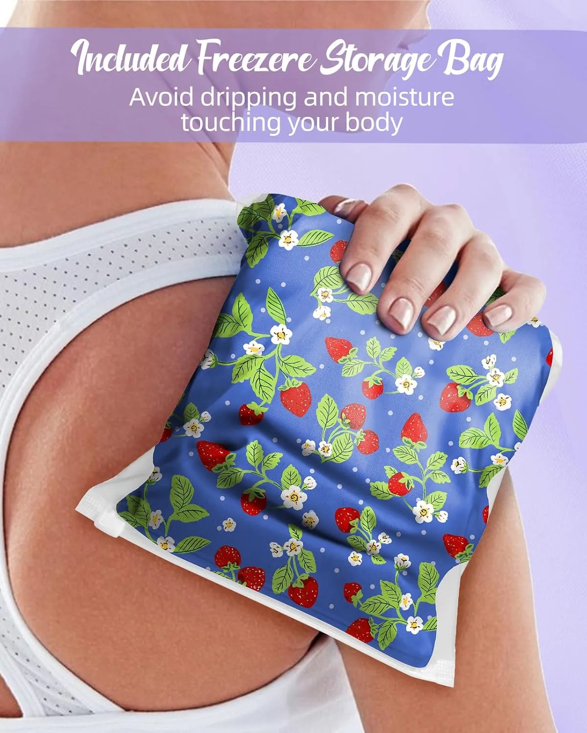 Swooflia Microwave Heating Pad for Warm Cold Compress - Lavender Flaxseeds Bags Hot Pack for Heat Therapy Chronic Pain Relief Back Cramps Shoulders Neck Women, Strawberry Detachable Stuffed Cover