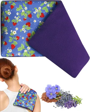 Swooflia Microwave Heating Pad for Warm Cold Compress - Lavender Flaxseeds Bags Hot Pack for Heat Therapy Chronic Pain Relief Back Cramps Shoulders Neck Women, Strawberry Detachable Stuffed Cover
