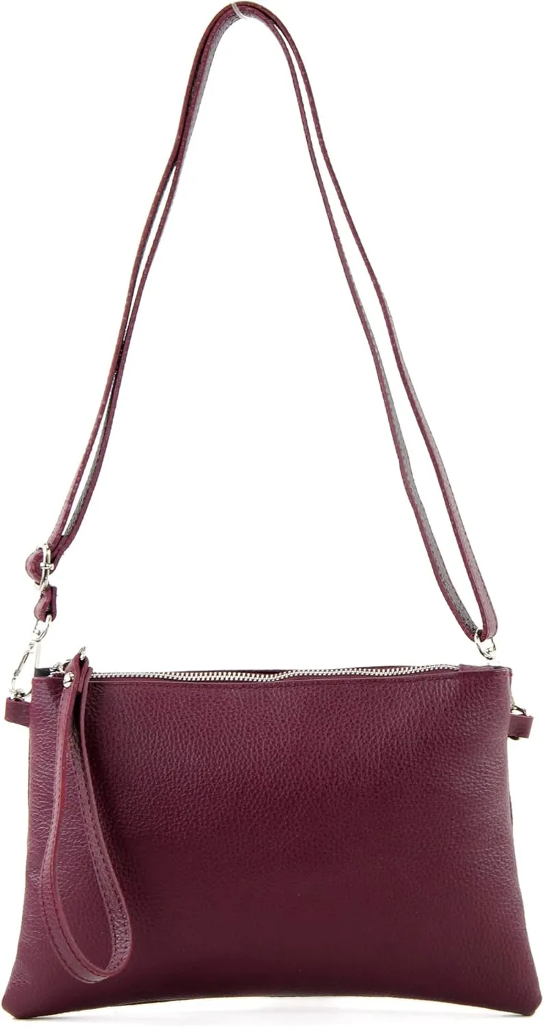 T186 - Italian clutch shoulder bag leather medium