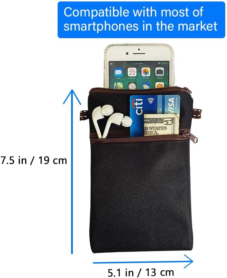 Tainada Women Crossbody Shoulder Travel Zippered Wallet Purse Clutch Phone Bag w/Detachable Strap (Black)
