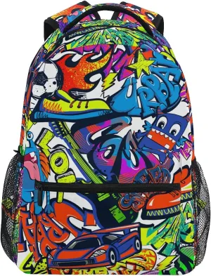 Tarity Cool Graffiti School Backpack For Kids Boys Girls Children Small Travel Bag Students Teenagers Bookbags Novelty Pattern Durable Backpack Laptop Computer Bag