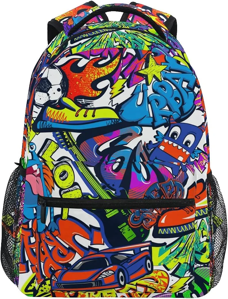 Tarity Cool Graffiti School Backpack For Kids Boys Girls Children Small Travel Bag Students Teenagers Bookbags Novelty Pattern Durable Backpack Laptop Computer Bag