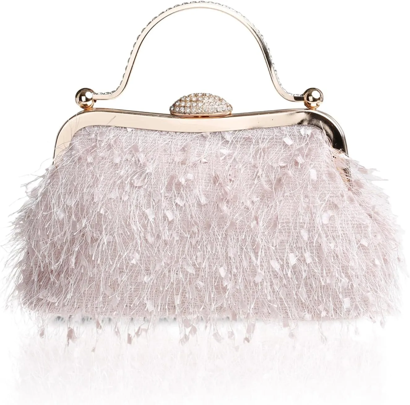 Tassel Women's Evening Handbag Cocktail Prom Formal Clutch Purse Feather Elegant Shoulder Bag for Wedding Banquet