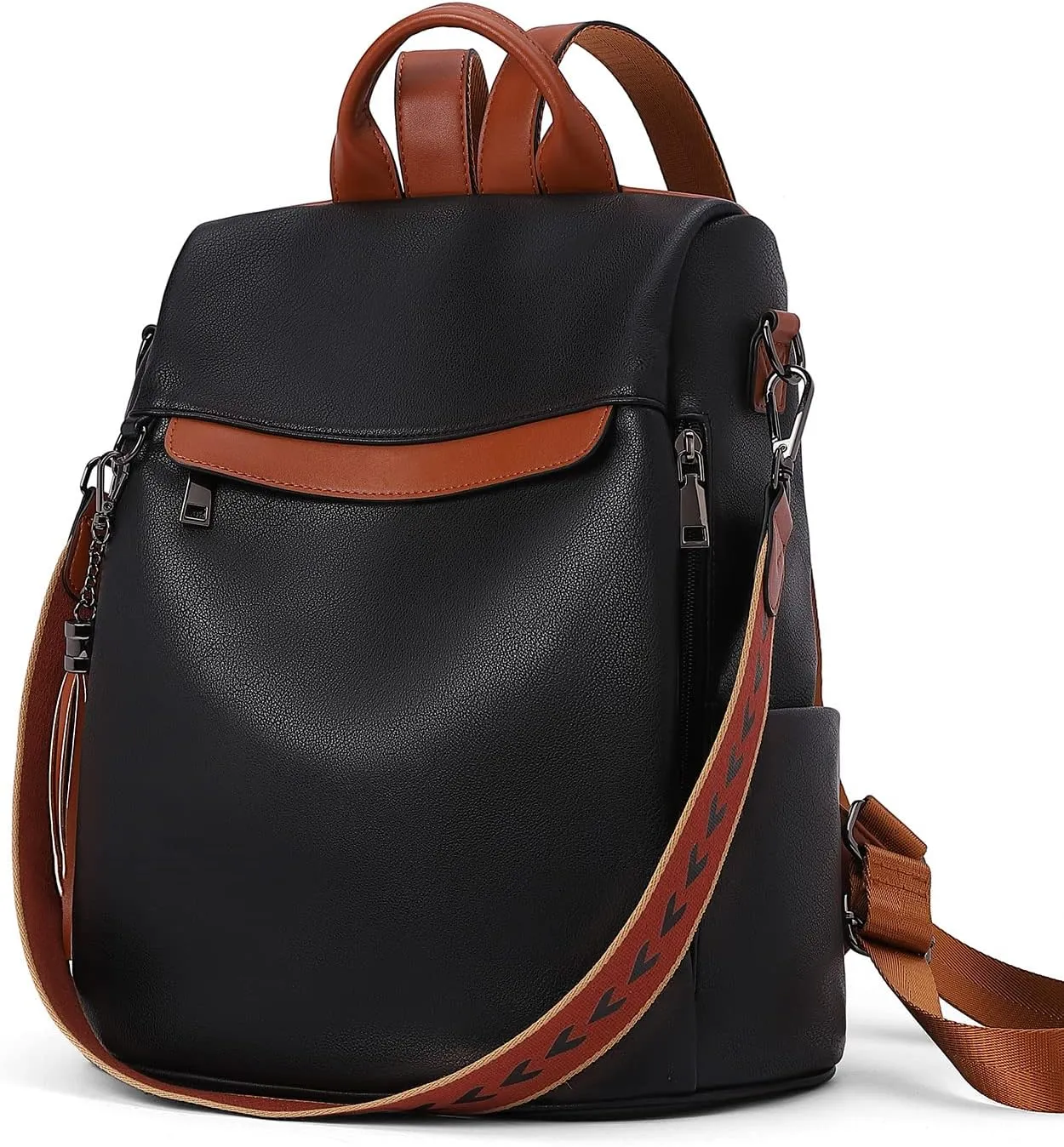 Telena Backpack Purse for Women, PU Leather Anti Theft Travel Purse Shoulder Bags with Tassel