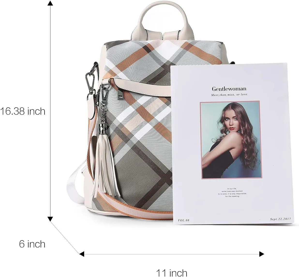 Telena Backpack Purse for Women, PU Leather Anti Theft Travel Purse Shoulder Bags with Tassel