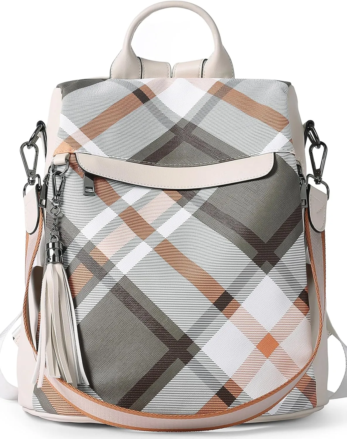 Telena Backpack Purse for Women, PU Leather Anti Theft Travel Purse Shoulder Bags with Tassel