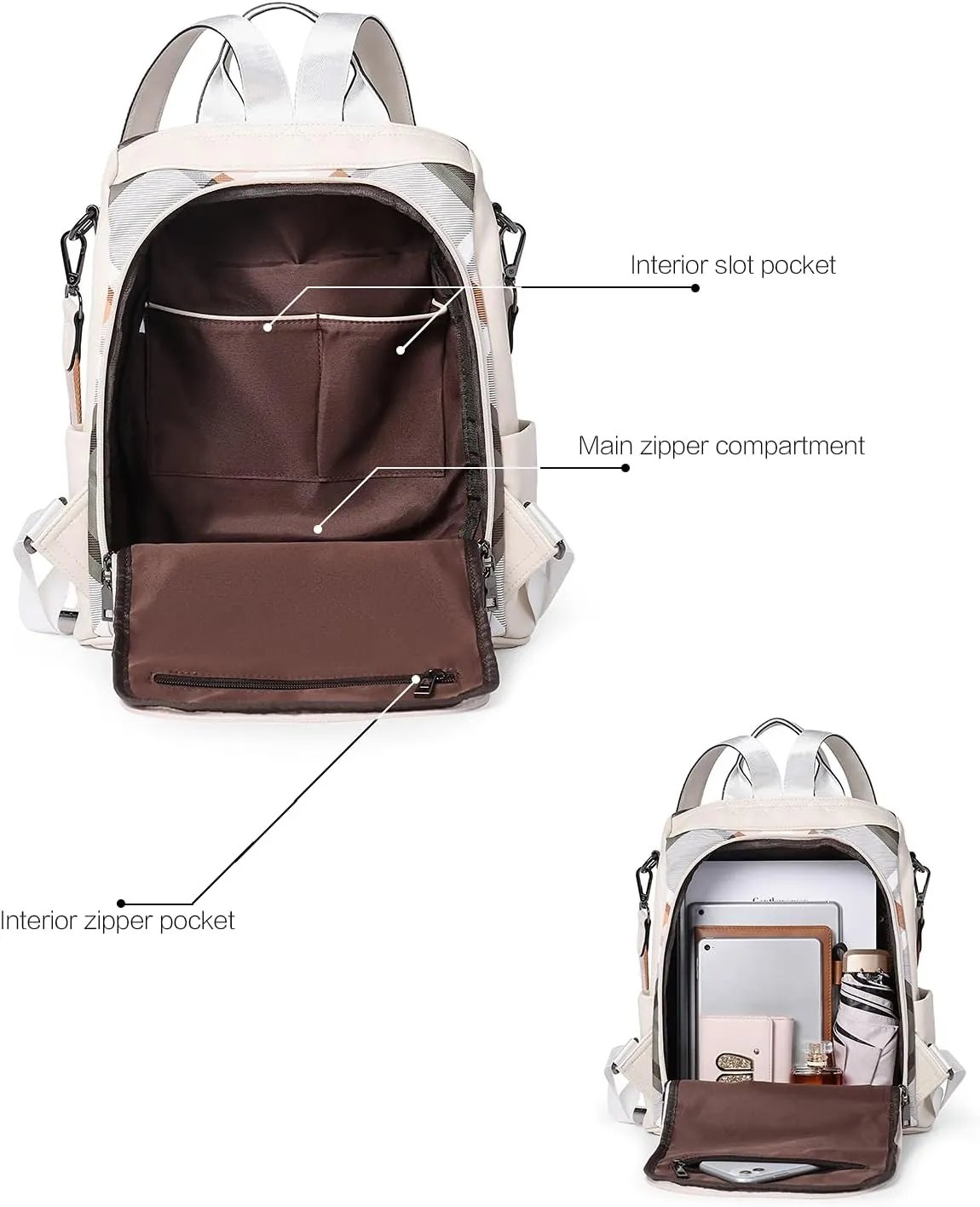 Telena Backpack Purse for Women, PU Leather Anti Theft Travel Purse Shoulder Bags with Tassel