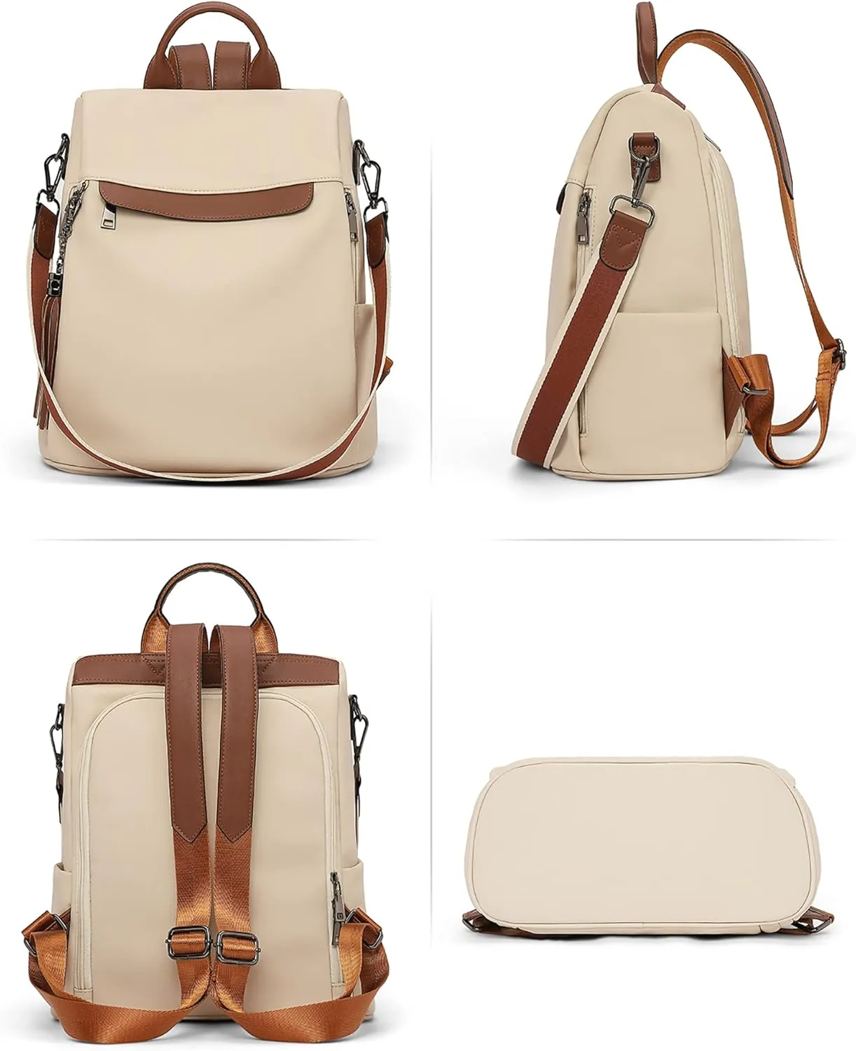 Telena Backpack Purse for Women, PU Leather Anti Theft Travel Purse Shoulder Bags with Tassel