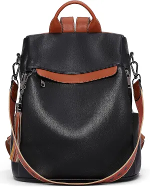 Telena Backpack Purse for Women, PU Leather Anti Theft Travel Purse Shoulder Bags with Tassel