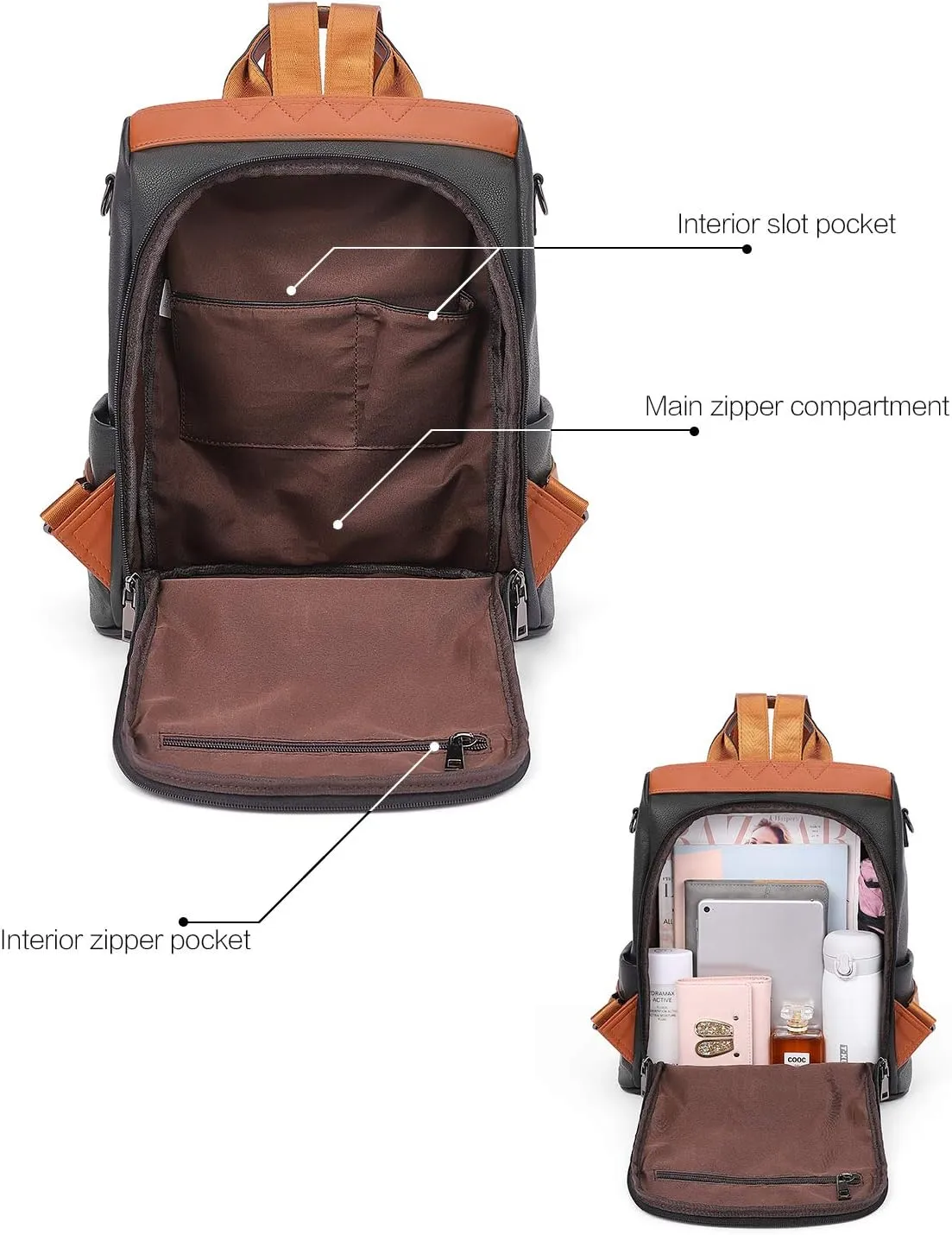 Telena Backpack Purse for Women, PU Leather Anti Theft Travel Purse Shoulder Bags with Tassel