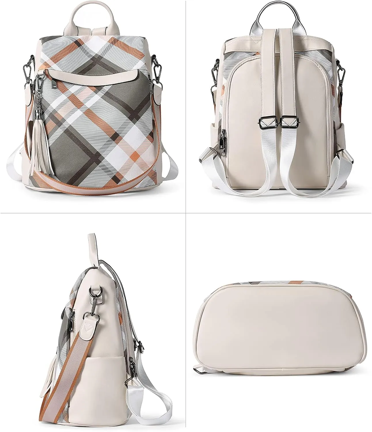 Telena Backpack Purse for Women, PU Leather Anti Theft Travel Purse Shoulder Bags with Tassel