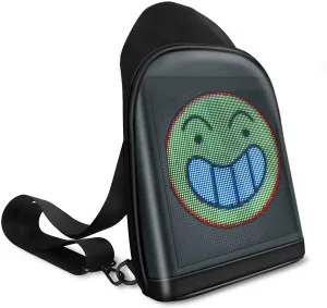 Tesinll DIY Fashion Chest Bag With LED Full-Color Screen,Casual Daypack Backpacks,Fanny Pack,Crossbody Bags for Men