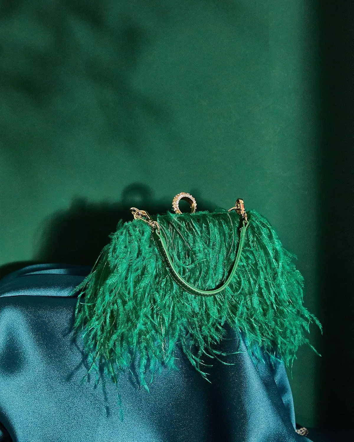 Tessco Women Ostrich Feather Tote Bag Fluffy Purse Clutch Feather Evening Handbag for Wedding