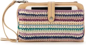 The Sak Iris Large Smartphone Crossbody Bag in Crochet and Faux Leather, Convertible Wristlet Purse Design, Mendocino Stripe