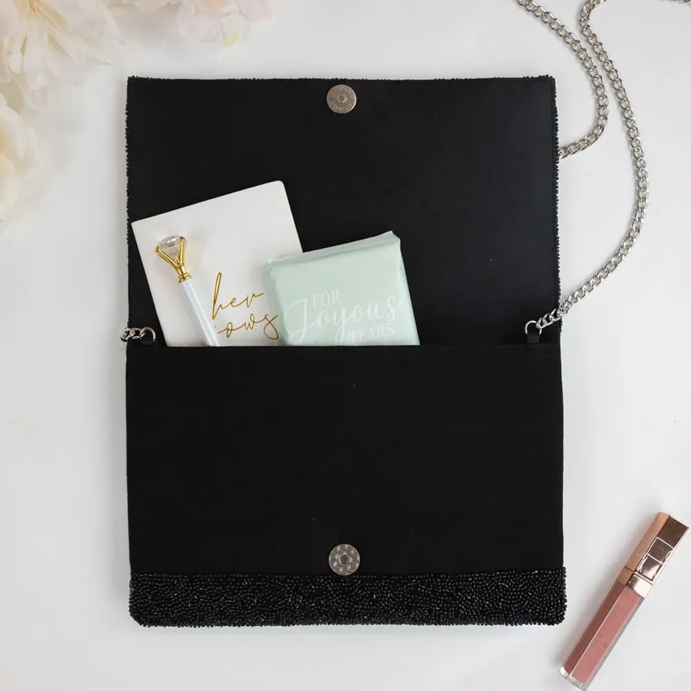 TIL DEATH Beaded Clutch Purse for Wedding Day for Bachelorette Party, Bridal Shower & Engagement Gifts for Bride