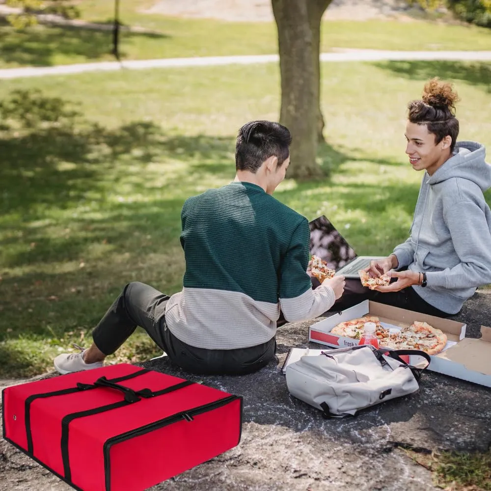 TOGETRUE Pizza Bag, Insulated Pizza Bags for Delivery Carry Hot, Large Pizza Food Delivery Bag for Doordash, Uber Eats, Pizza Warmer Bags for Personal Use, 20 x 20, (Red-black Edge), TTPZB001C
