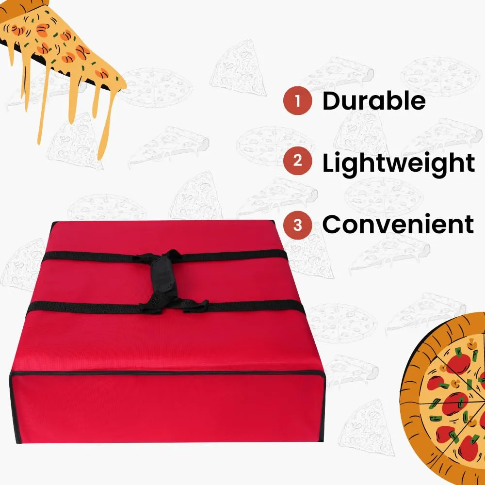 TOGETRUE Pizza Bag, Insulated Pizza Bags for Delivery Carry Hot, Large Pizza Food Delivery Bag for Doordash, Uber Eats, Pizza Warmer Bags for Personal Use, 20 x 20, (Red-black Edge), TTPZB001C