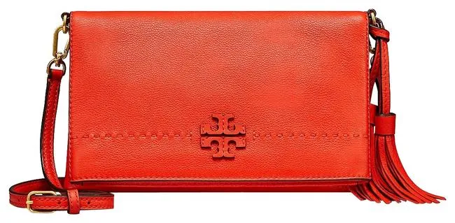 TORY BURCH MCGRAW FOLD OVER LEATHER CROSSBODY BAG