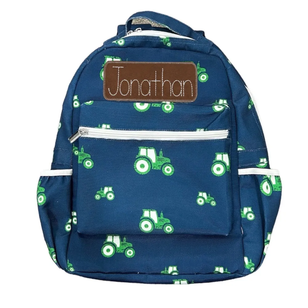 Tractors on Navy Backpack