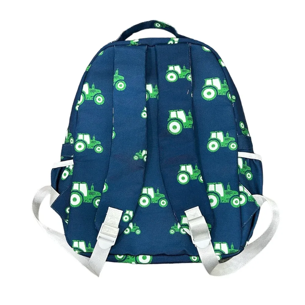 Tractors on Navy Backpack