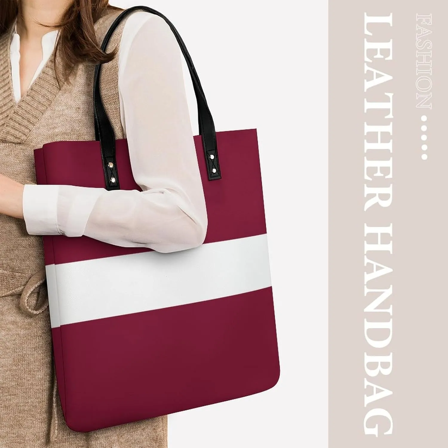Trendy Lesotho Flag Women's Large Shoulder Bag Leather Tote for Work and Travel