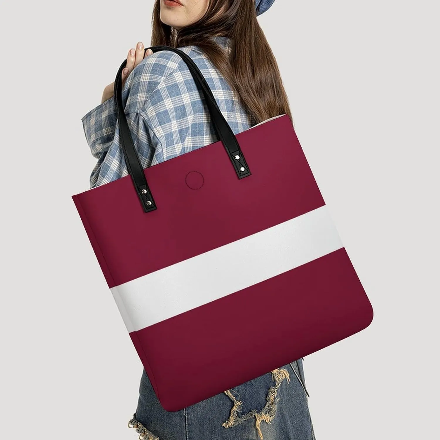 Trendy Lesotho Flag Women's Large Shoulder Bag Leather Tote for Work and Travel