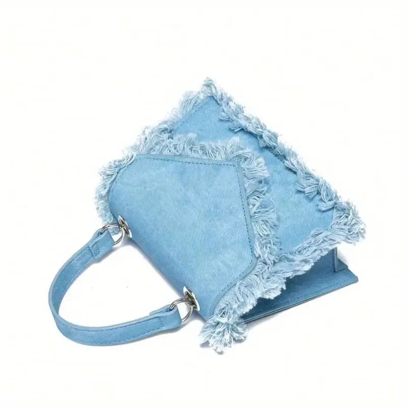 Trendy Y2K Denim Chain Crossbody Mini Handbag.
