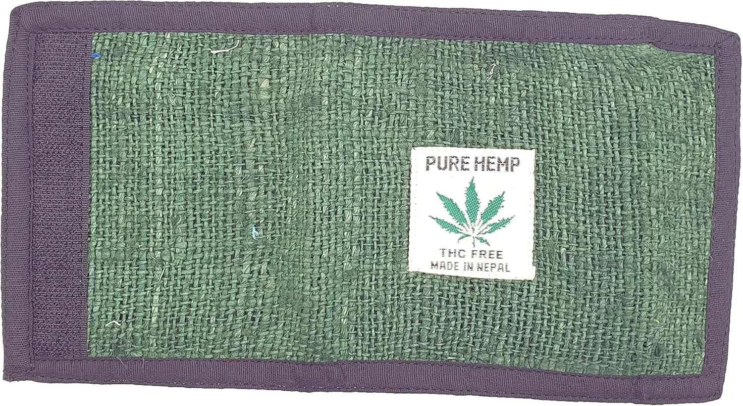 Tri-Fold Hemp Wallet - Organic Cotton Purse Coin Bag - Unisex Hippie Style Bohemian Embroidered Purse - 5 Compartments, Zipper Closure - Handmade in Nepal (Green)