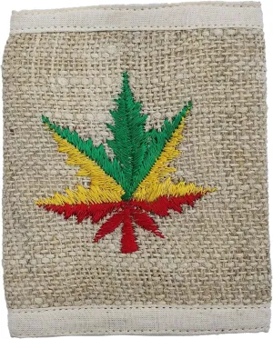 Tri-Fold Hemp Wallet - Organic Cotton Purse Coin Bag - Unisex Hippie Style Bohemian Embroidered Purse - 5 Compartments, Zipper Closure - Handmade in Nepal (Hemp Embroidery)