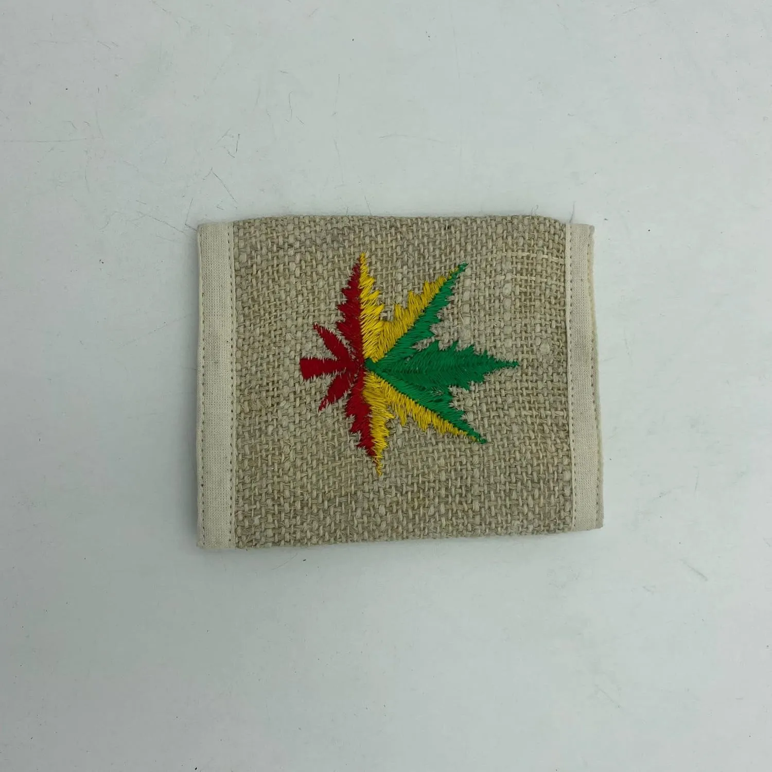 Tri-Fold Hemp Wallet - Organic Cotton Purse Coin Bag - Unisex Hippie Style Bohemian Embroidered Purse - 5 Compartments, Zipper Closure - Handmade in Nepal (Hemp Embroidery)