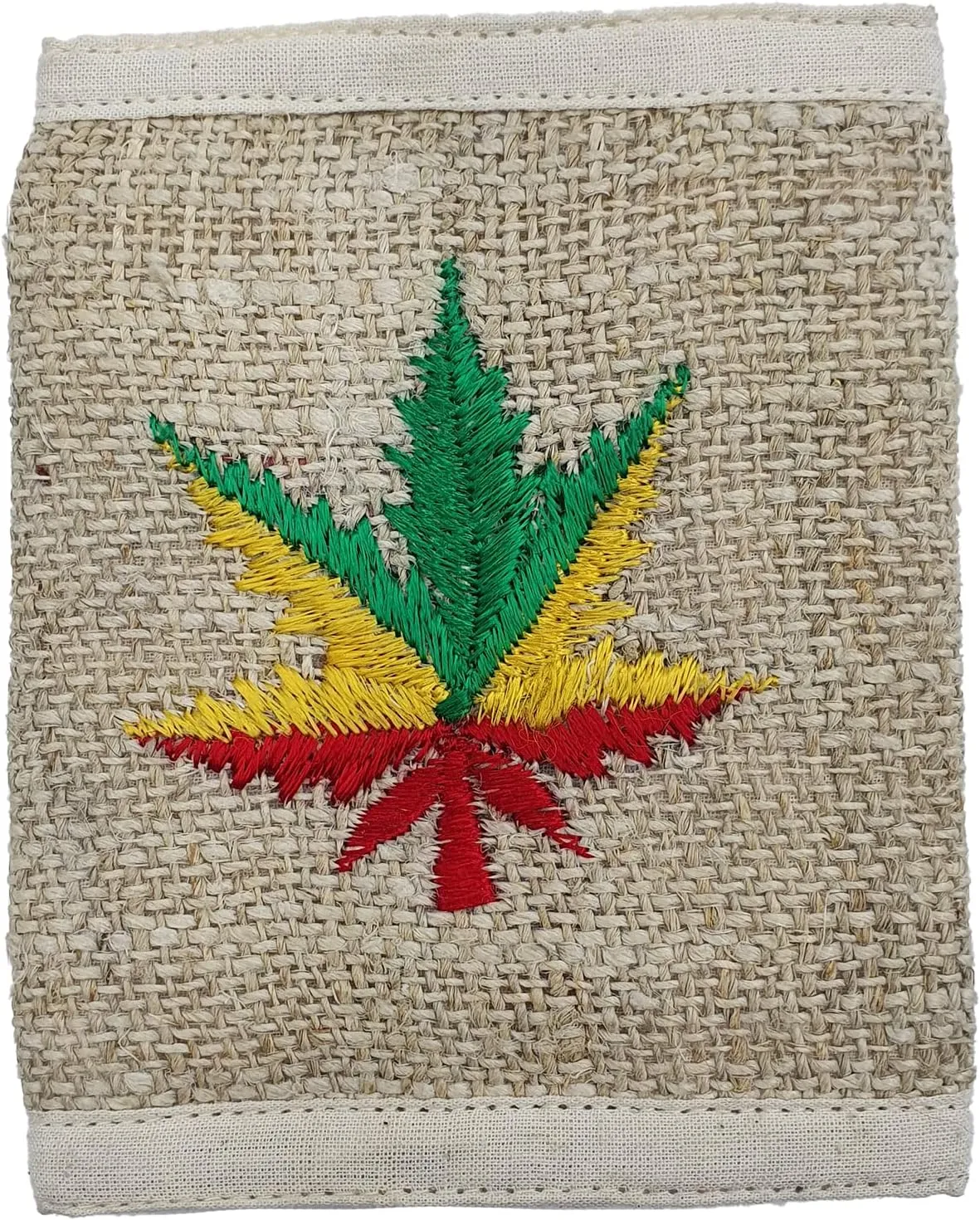 Tri-Fold Hemp Wallet - Organic Cotton Purse Coin Bag - Unisex Hippie Style Bohemian Embroidered Purse - 5 Compartments, Zipper Closure - Handmade in Nepal (Hemp Embroidery)