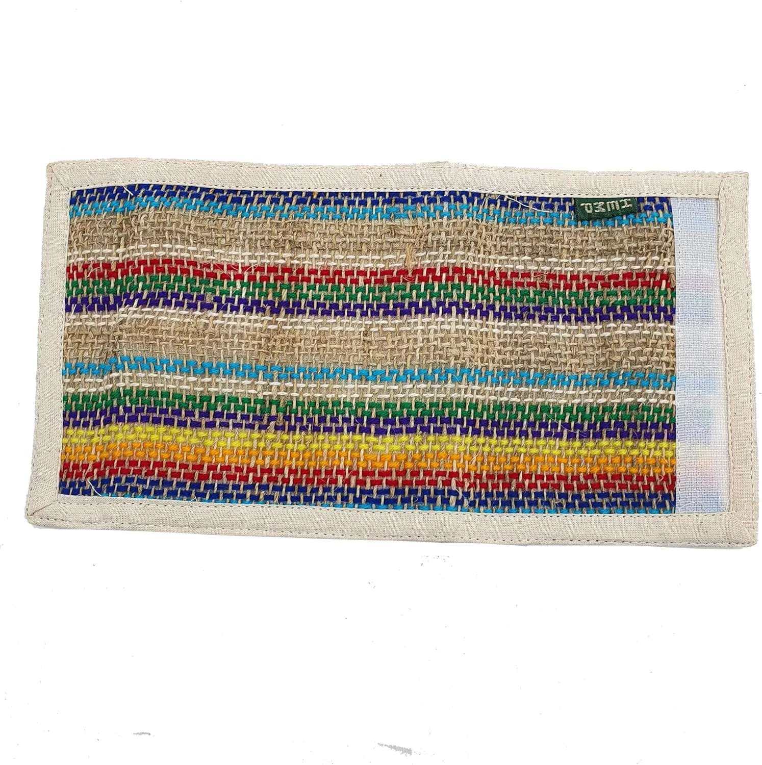 Tri-Fold Hemp Wallet - Organic Cotton Purse Coin Bag - Unisex Hippie Style Bohemian Embroidered Purse - 5 Compartments, Zipper Closure - Handmade in Nepal (Multicolored)
