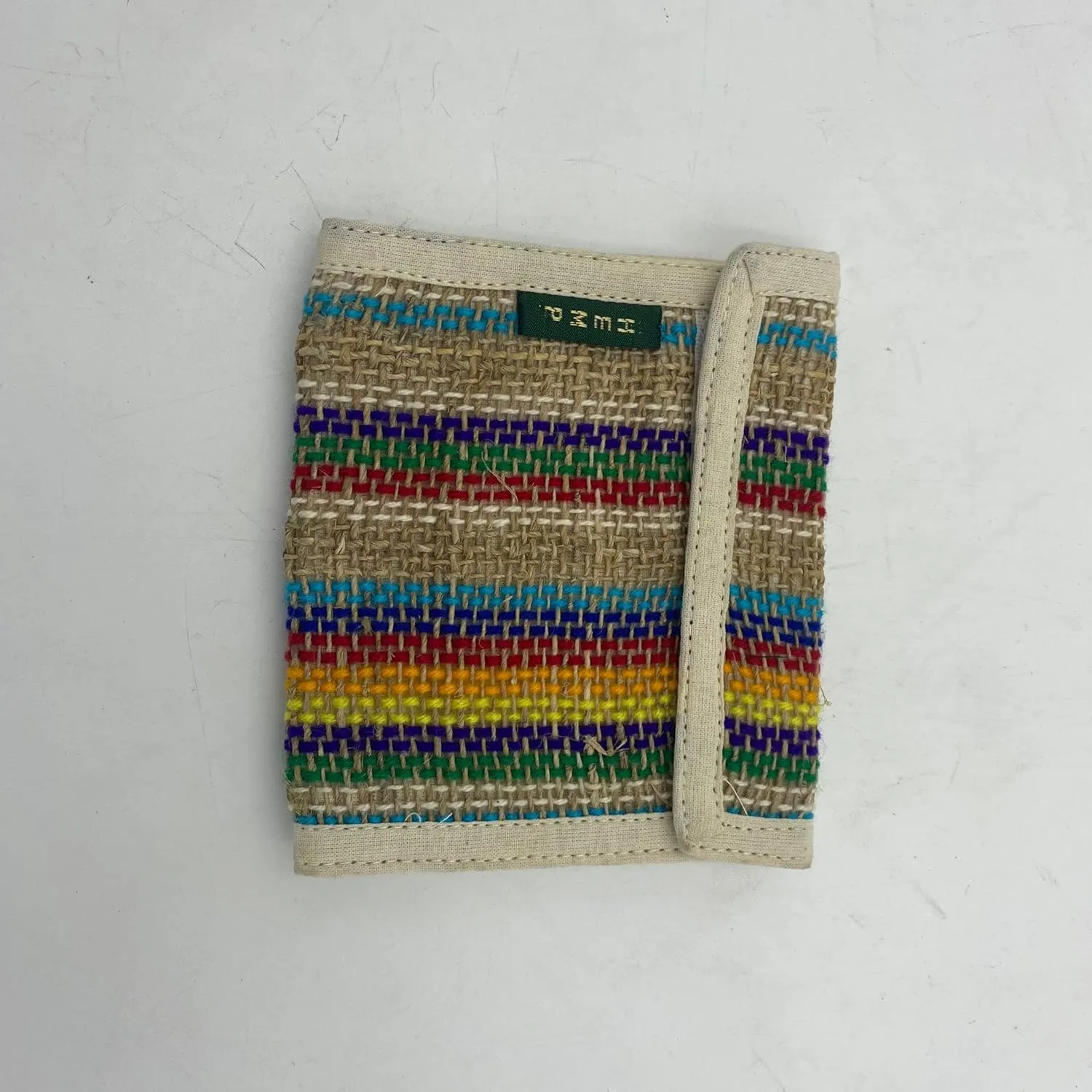 Tri-Fold Hemp Wallet - Organic Cotton Purse Coin Bag - Unisex Hippie Style Bohemian Embroidered Purse - 5 Compartments, Zipper Closure - Handmade in Nepal (Multicolored)