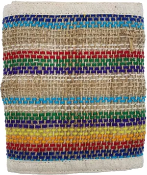Tri-Fold Hemp Wallet - Organic Cotton Purse Coin Bag - Unisex Hippie Style Bohemian Embroidered Purse - 5 Compartments, Zipper Closure - Handmade in Nepal (Multicolored)